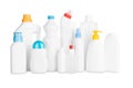 Detergent bottles and chemical cleaning supplies isolated on white background, included clipping path Royalty Free Stock Photo