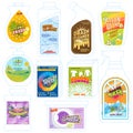 Detergent package vector cleaner washing product pack template illustration set of detergency powder packaging to wash