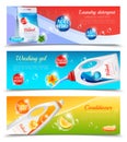 Detergents Clothes Horizontal Banner Set