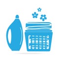 Detergents icon sign, Detergents and fabric in basket icon