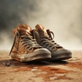 Deteriorated Brown Sneakers With Dirt Patch - Martin Stranka Style