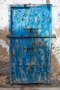 Deteriorating Old Blue Door in Essaouira Morocco Royalty Free Stock Photo