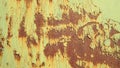 Deterioration of the old iron yellow painted peeling, Rusted on surface of steel, Decay and grunge Texture background. Royalty Free Stock Photo