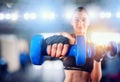 Determinated girl at the gym ready to start fitness lesson Royalty Free Stock Photo