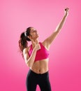 Determinated girl at the gym ready to start fitness lesson Royalty Free Stock Photo