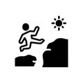 Black solid icon for Determination, jump and power