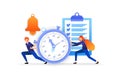 Determine and manage time. complete work deadlines to streamline business. speed for successful careers. vector illustration conce