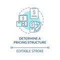 Determine pricing structure turquoise concept icon