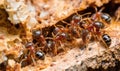 The determined ants create a line, transporting sustenance to their lair