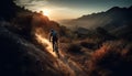 A determined athlete conquers extreme terrain on a mountain bike generated by AI