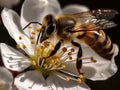 A bee clinging onto a petal created with Generative AI Royalty Free Stock Photo