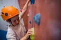 Determined boy practicing rock climbing Royalty Free Stock Photo