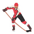 Determined Hockey Player Skates Fiercely Across The Ice, Stick In Hand, Clad In A Vibrant Jersey And Protective Gear