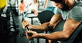 Determined male working out in gym Royalty Free Stock Photo