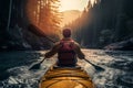 Determined Man kayak water. Generate Ai Royalty Free Stock Photo