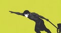 Determined Man Pulling a Cart - Stylized Silhouette Illustration Royalty Free Stock Photo