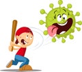 Detonate corona virus - Funny Vector Illustration - Hit the Virus Royalty Free Stock Photo