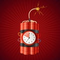 Detonate Dynamite Bomb and Timer Clock. Vector Royalty Free Stock Photo