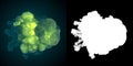 Detonation of a green chemical fire. Hot explosion with alpha channel 3d render