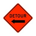 Detour ahead warning road sign