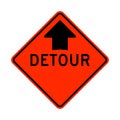 Detour ahead warning road sign