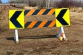 Detour construction barricade along a gravel road