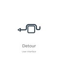 Detour icon. Thin linear detour outline icon isolated on white background from user interface collection. Line vector detour sign