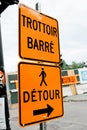 Detour Montreal street sign Royalty Free Stock Photo