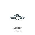 Detour outline vector icon. Thin line black detour icon, flat vector simple element illustration from editable user interface