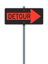 Detour Right arrow road sign