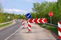 Detour and road construction signs