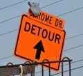 Detour sign on highway construction project