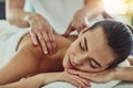 Detox, beauty and massage with woman in spa for wellness, luxury and treatment. Skincare, peace and zen with female Royalty Free Stock Photo