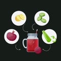 Detox cleanse drink concept, red vegetable smoothie.