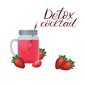 Detox cleanse drink concept, red vegetable smoothie. Smoothie strawberry, cocktail berry.