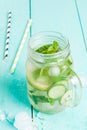 Detox cocktail of mint, cucumber and lemon