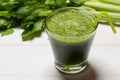 Detox concept. Glass jar of fresh drink green smoothie, spinach Royalty Free Stock Photo