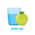 Detox diet concept. Water and green apple Royalty Free Stock Photo