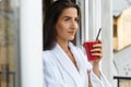 Detox Diet. Healthy Woman Drinking Fresh Juice In Morning Royalty Free Stock Photo