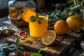 Detox drink ginger lemon and orange juice