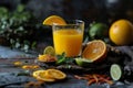 Detox drink ginger lemon and orange juice Royalty Free Stock Photo