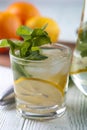 Detox drink with mineral water, lemon and mint Royalty Free Stock Photo