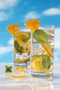 Detox drinks withorange and mint Royalty Free Stock Photo
