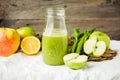 Detox fresh organic juice from green apple and celery