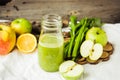 Detox fresh organic juice from green apple kale, lemon and celery Royalty Free Stock Photo