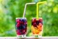 Detox fruit berry water coctail