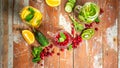 Detox fruit infused water. Refreshing summer homemade cocktail on a wooden background, diet healthy eating and weight loss. Royalty Free Stock Photo