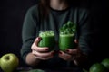 Detox healthy green raw smoothies. Generate Ai