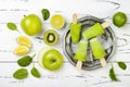 Detox, healthy green smoothie popsicles.