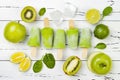 Detox, healthy green smoothie popsicles. Royalty Free Stock Photo